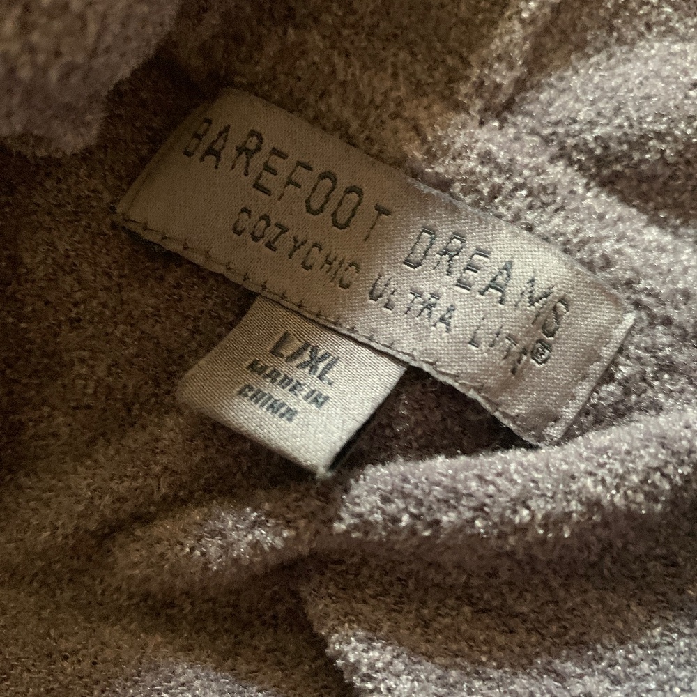 Barefoot Dreams cozy chic ultra lite hooded zip front elbow sleeve cardigan l/xl